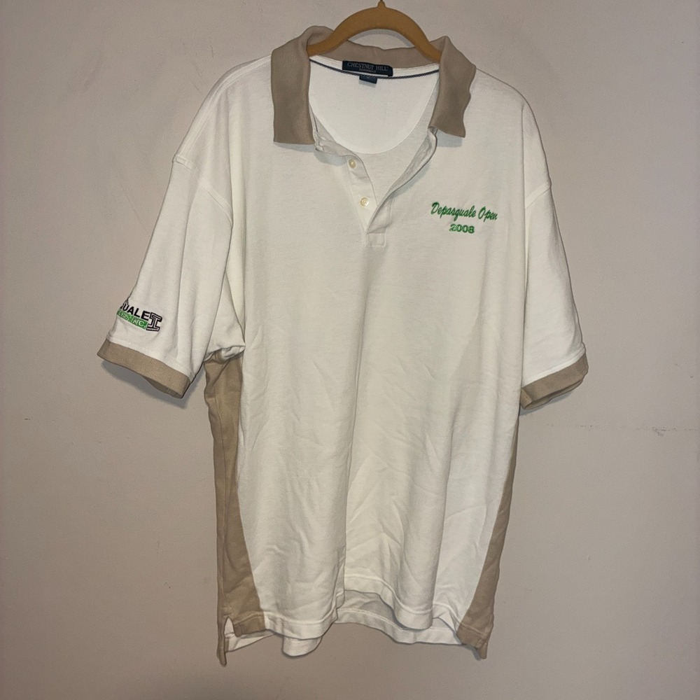 Chestnut Hill Performance Golf Polo Shirt Mens XL White Tan Colorblock